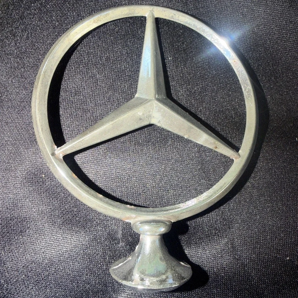 Genuine Mercedes Benz Front Hood Star‎ Emblem Badge Logo Ornament Silver Tone